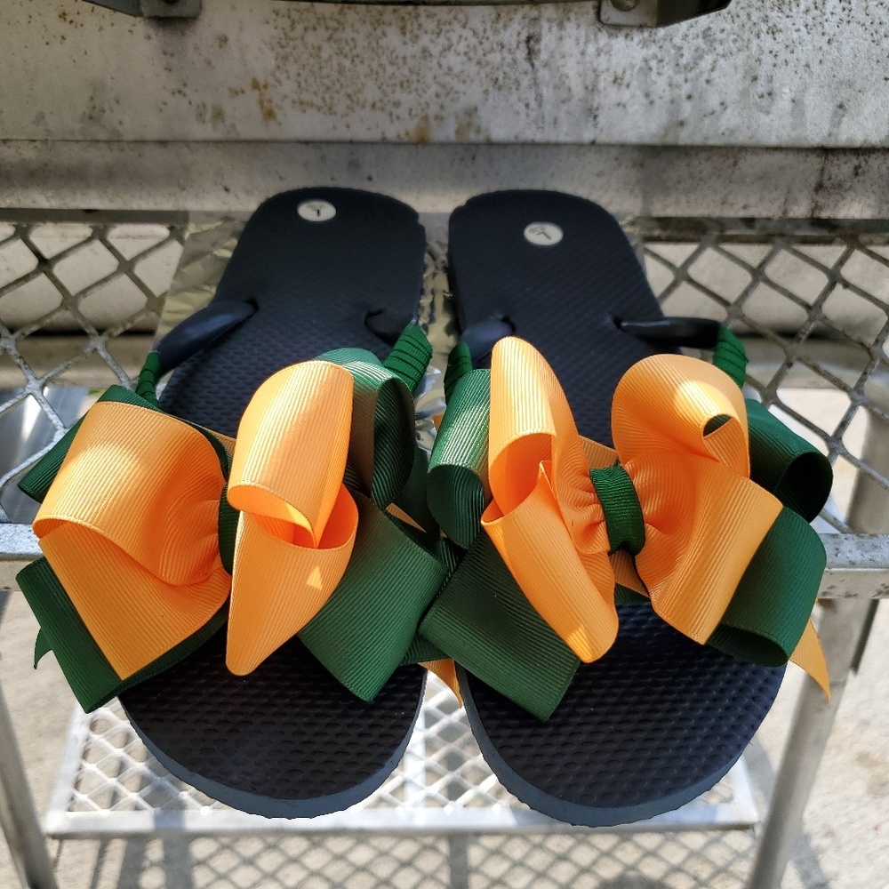 Custom designed flip flops.